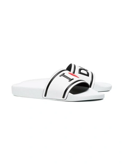 Shop Dolce & Gabbana White I Love D&g Slides