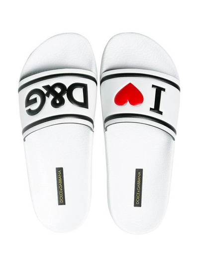 Shop Dolce & Gabbana White I Love D&g Slides