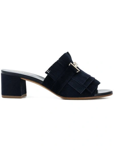 Shop Tod's Frilled Sandals In Blue