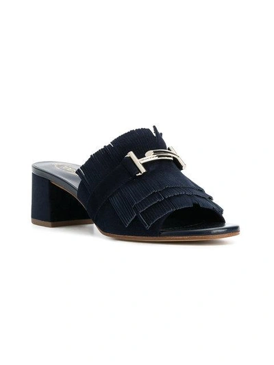 Shop Tod's Frilled Sandals In Blue