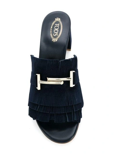 Shop Tod's Frilled Sandals In Blue