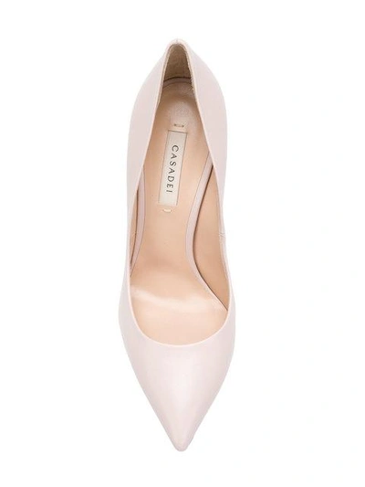 Shop Casadei Contrast Heel Pointed Toe Pumps In Neutrals