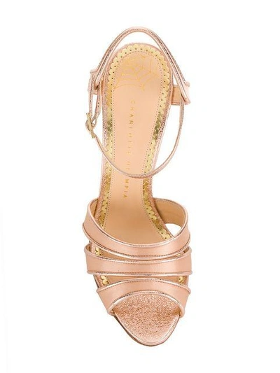 Shop Charlotte Olympia Strappy Sandals In Metallic