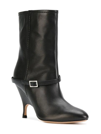 Shop Alchimia Di Ballin Buckle Detail Mid Calf Boots In Black