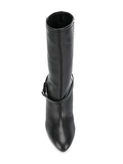 Shop Alchimia Di Ballin Buckle Detail Mid Calf Boots In Black