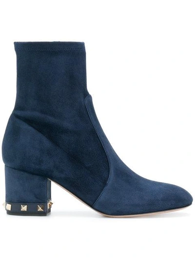 Shop Valentino Garavani Rockstud Ankle Boots - Blue