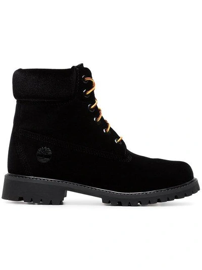 Shop Off-white X Timberland Black Velvet Boots