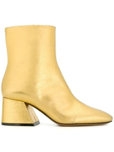 Shop Maison Margiela Flare Heel Ankle Boots - Metallic