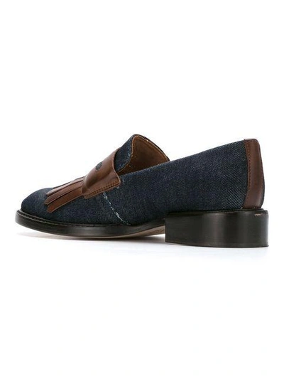 Sarah Chofakian Fringed Slippers - Blue In Blue