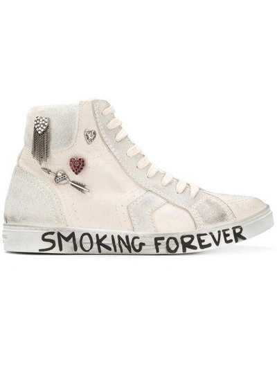 Shop Saint Laurent White Joe Canvas Hi Top Sneakers