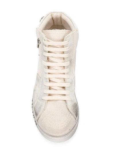 Shop Saint Laurent White Joe Canvas Hi Top Sneakers