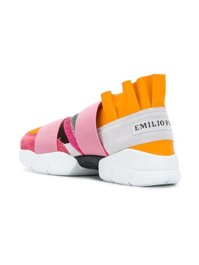 Shop Emilio Pucci Ruffle Trim Trainers In Pink