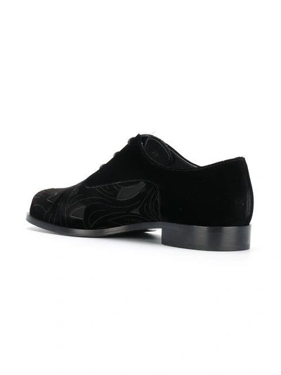 Shop Emporio Armani Floral Cut-out Lace-up Shoes In Black