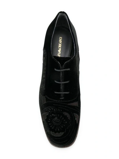 Shop Emporio Armani Floral Cut-out Lace-up Shoes In Black