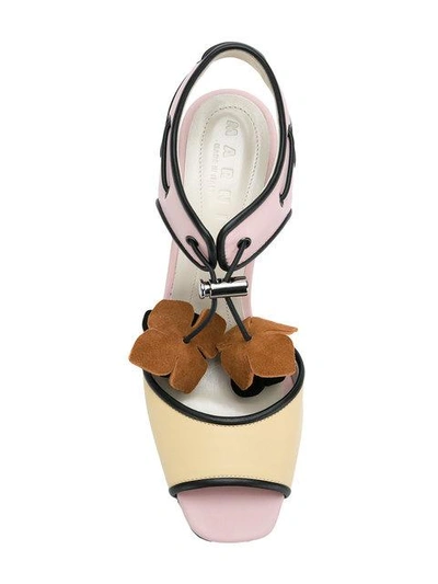 Shop Marni Floral-appliqué Colour-block Sandals - Multicolour