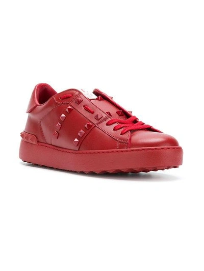 Valentino Garavani Rockstud Untitled Leather Sneakers In Red