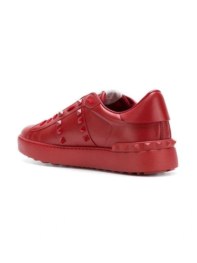 Valentino Garavani Rockstud Untitled Leather Sneakers In Red