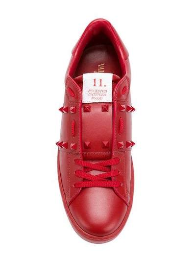 Valentino Garavani Rockstud Untitled Leather Sneakers In Red