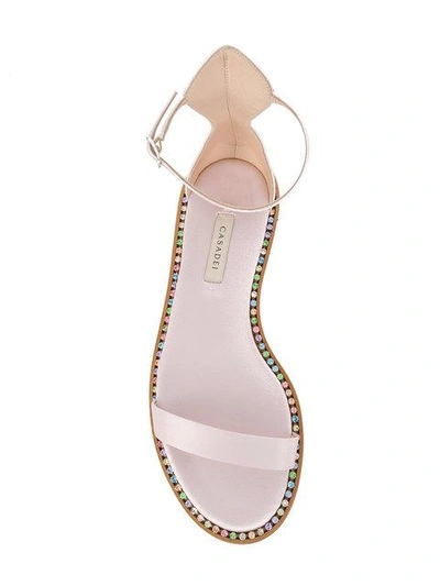Shop Casadei Crystal-embellished Sandals - Pink