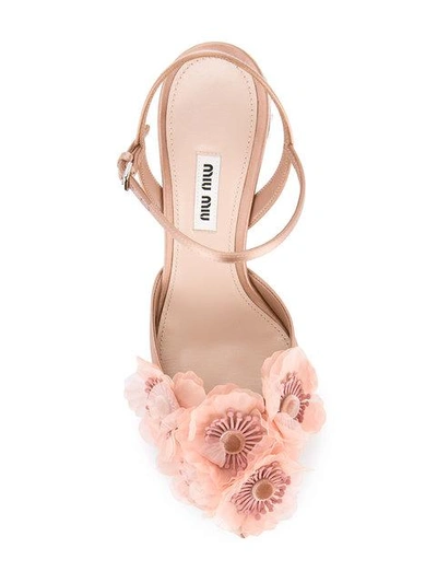 Shop Miu Miu Peony Embellished Pumps