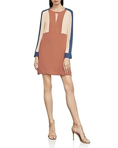 Shop Bcbgmaxazria Cori Color-block Dress In Cedarwood Combo