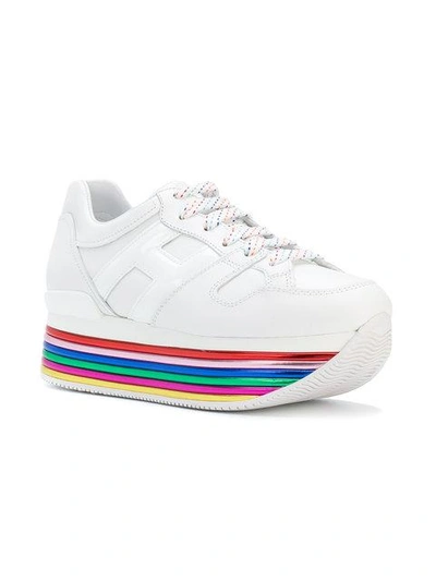 Shop Hogan Striped Platform Logo Sneakers In White