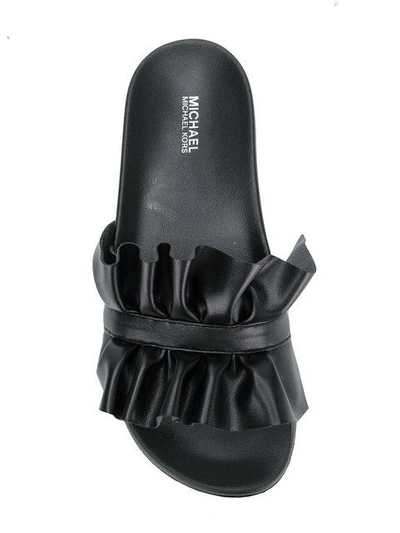 Shop Michael Michael Kors Ruffle Trim Slides - Black