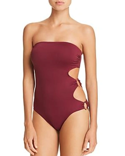 Shop Vince Camuto Ring Side Bandeau One Piece Swimsuit In Fig