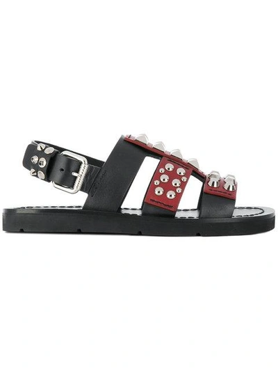 Shop Prada Studded Sandals In Black