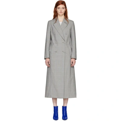 Shop Off-white Grey Check Double-breasted Coat
