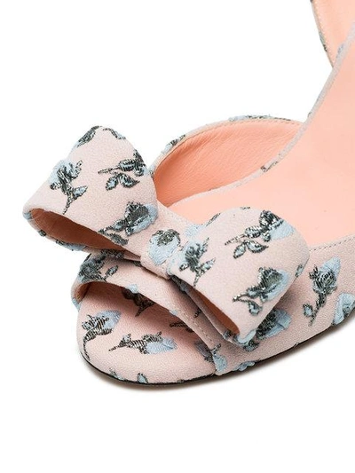 Shop Rochas Pink Floral Bow 70 Suede Sandals