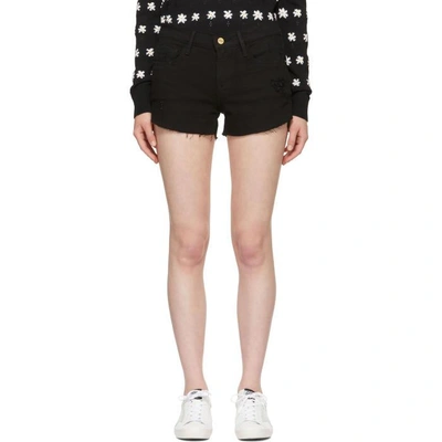 Shop Frame Black Le Cutoff Denim Shorts In Noir Rookle