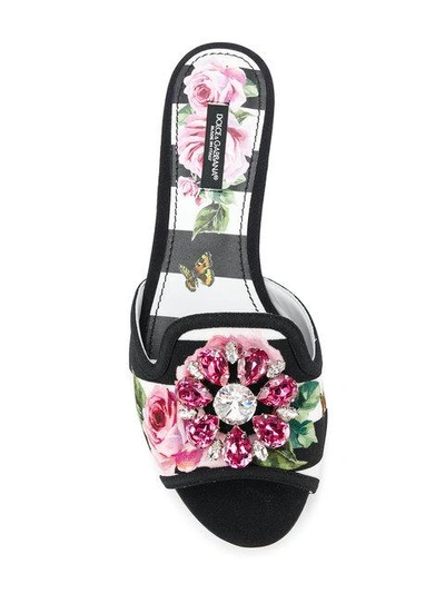 Shop Dolce & Gabbana Embellished Open Toe Sliders In Black