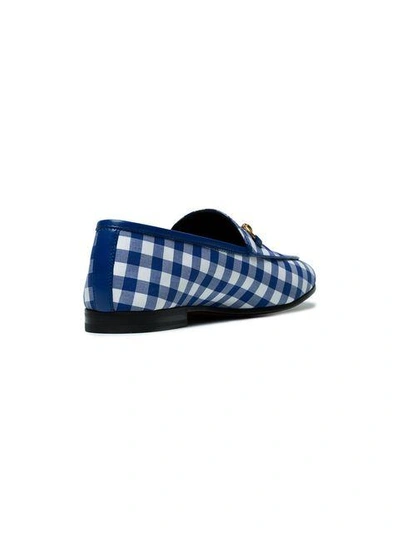 Shop Gucci Blue Gingham Jordaan Loafers