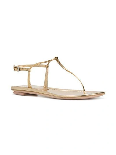 Shop Prada Skinny Strap Sandals - Metallic