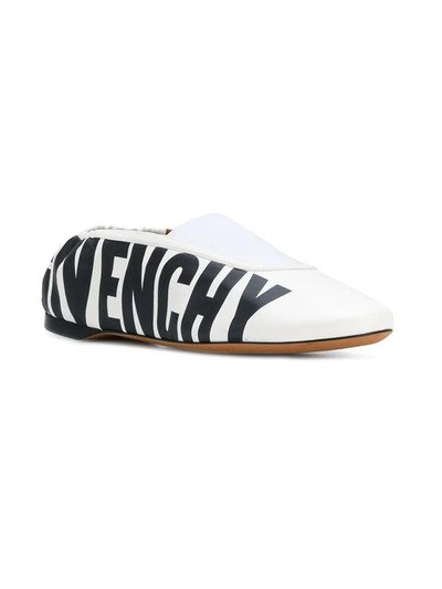 Shop Givenchy Logo Print Slippers - White