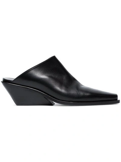 Shop Ann Demeulemeester Black Wedge 50 Leather Mules