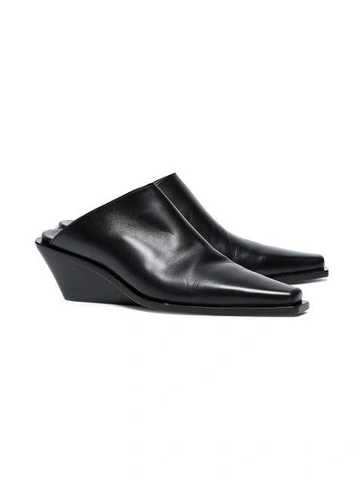 Shop Ann Demeulemeester Black Wedge 50 Leather Mules