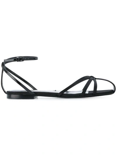 Shop Saint Laurent Crystal Embellished Sandals - Black