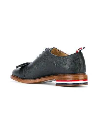 Shop Thom Browne Wholecut With Brogued Bow & Red, White And Blue Leather Sole In Pebble Grain & Calf Leather