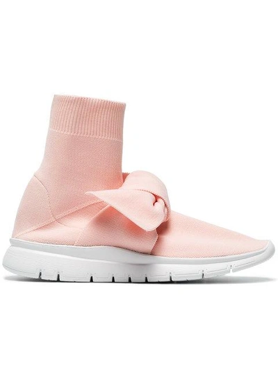 Shop Jonathan Saunders Pink Knot Sock Sneakers