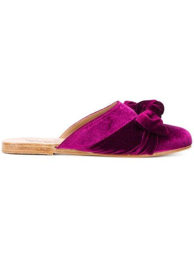 Shop Ancient Greek Sandals Pasoumi Bow Mules - Pink