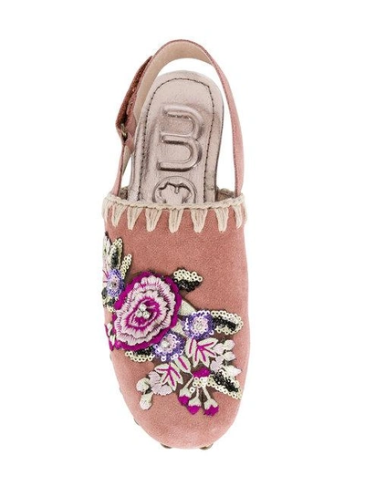 Shop Mou Embroidered Clog Sandals In Pink