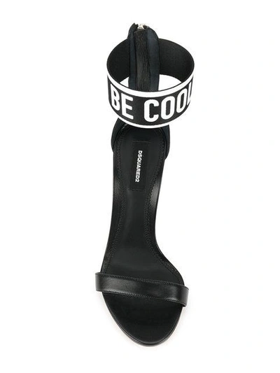 Shop Dsquared2 Slogan Print Sandals In Black