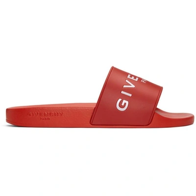 Shop Givenchy Red Logo Slides In 600 Red