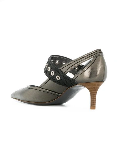 Shop Bottega Veneta Antique Silver Calf Mary Jane In Black