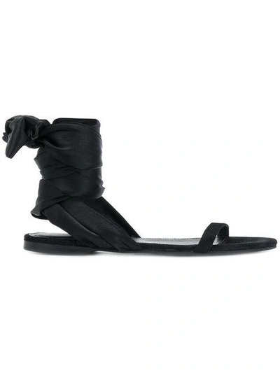 Shop Cedric Charlier Flat Tie Sandals In Black