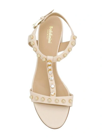 Shop Baldinini Embellished Open In Neutrals