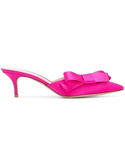 Shop Gianvito Rossi Bow Detail Mules In Pink