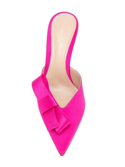 Shop Gianvito Rossi Bow Detail Mules In Pink